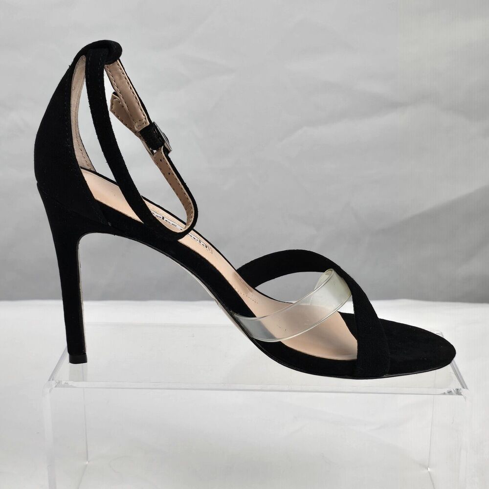 Charles David Sandals Women 7.5 Black Courtney Leather Buckle Heels NIB - Picture 9 of 16